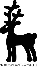 Deer Cute cartoon funny reindeer icon in flat. perfect for holiday themes, isolated on transparent background. christmas reindeer vector for apps or website