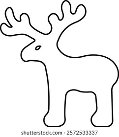 Deer Cute cartoon funny reindeer icon in line. perfect for holiday themes, isolated on transparent background. christmas reindeer vector for apps or website