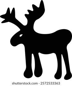 Deer Cute cartoon funny reindeer icon in flat. perfect for holiday themes, isolated on transparent background. christmas reindeer vector for apps or website