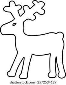 Deer Cute cartoon funny reindeer icon in line. perfect for holiday themes, isolated on transparent background. christmas reindeer vector for apps or website