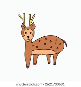 Deer cute. Cartoon Style Illustration. White Background