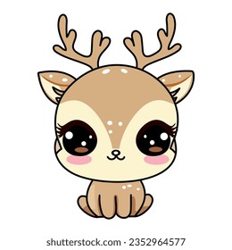 deer cute character kawaii vector illustration