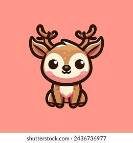 Deer Cute Mascot Logo Illustration Chibi Kawaii is awesome logo, mascot or illustration for your product, company or bussiness