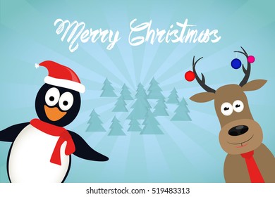 Deer with cute Penguin