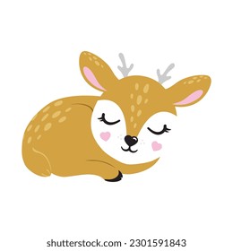 Deer cute portrait poster logo kids room decor t-shirt design print nursery eyes nose little sweet art room decor wall design abstract inspiration sketch nature wildlife baby shower reindeer sticker