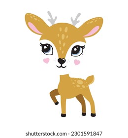 Deer cute portrait poster logo kids room decor t-shirt design print nursery eyes nose little sweet art room decor wall design abstract inspiration sketch nature wildlife baby shower reindeer sticker