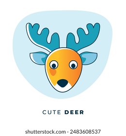 Deer cute portrait, poster logo kids room decor t-shirt design print. Baby animals, wild animals. Perfect for greeting card, poster, invitation, print design, baby shower, t-shirt logo