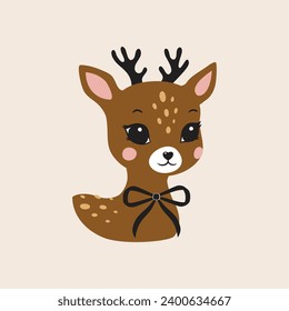 Deer cute portrait pretty face reindeer figure poster logo kids room decor t-shirt design print nursery eyes nose little sweet art room decor wall design abstract nature look art pretty beautiful elk