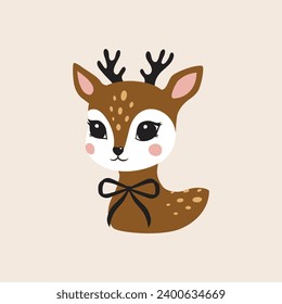 Deer cute portrait pretty face reindeer figure poster logo kids room decor t-shirt design print nursery eyes nose little sweet art room decor wall design abstract nature look art pretty beautiful elk