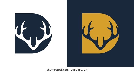  Deer D Letter Logo Design vector