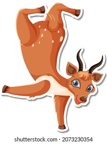 Deer dancing cartoon character sticker illustration