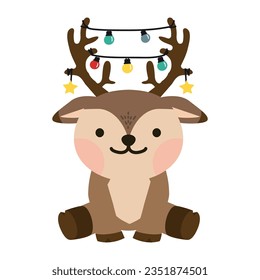 deer  with decorated horns cartoon