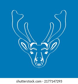 Deer. A deer's head drawn with a single line. An image of a Christmas deer. A festive deer. Background for postcards, banners, covers, albums, mobile screensavers, scrapbooking, advertising, blogs