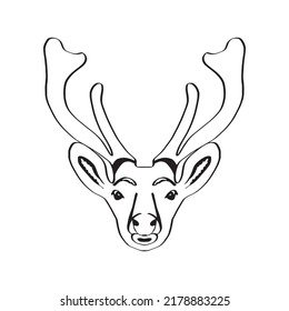 Deer. A deer's head drawn with a single line. An image of a Christmas deer. A festive deer. Background for postcards, banners, covers, albums, mobile screensavers, scrapbooking, advertising, blogs