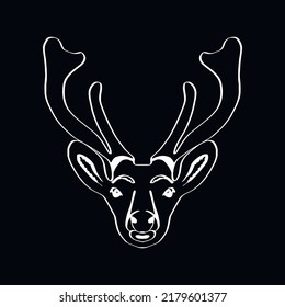Deer. A deer's head drawn with a single line. An image of a Christmas deer. A festive deer. Background for postcards, banners, covers, albums, mobile screensavers, scrapbooking, advertising, blogs
