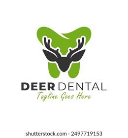 deer dental illustration logo design