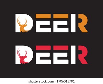 Elemento de diseño de ciervos en estilo vintage para logotipo, etiqueta. Silhouette ciervo. Texto de caricatura de ciervo. Dibujo vectorial del Club de Caza Retro. 