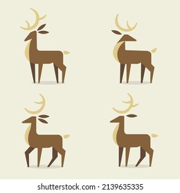 Hirschdesign mit vier attraktiven Figuren. Dieses Design eignet sich für Logos oder Bildschirmhintergründe