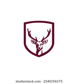 Deer design in shield logo template

