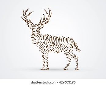 Deer designed using brush graphic vector.
