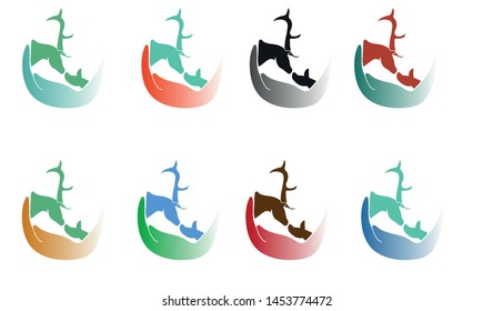 deer and dog with hand design logo - vector