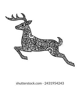 Deer doodle art hand drawing illustration vector