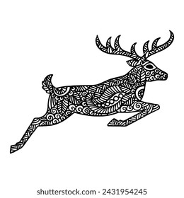 Deer doodle art hand drawing illustration vector