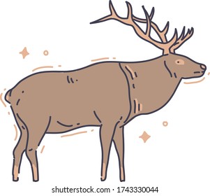 deer  doodle . 
deer vector illustration 