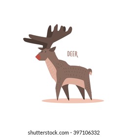 Deer Drawing For Arctic Animals Collection Of Flat Vector Illustration In Creative Style On White Background