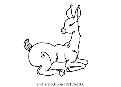 deer drawing with one black line