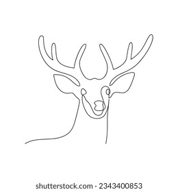 Deer drawn in one continuous line. One line drawing, minimalism. Vector illustration.