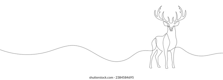 Venado dibujado con una línea continua aislada. Ilustración del vector
