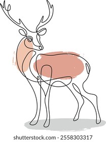 A deer drawn with one continuous line, simple outline art