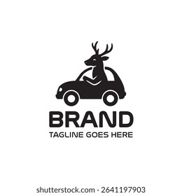 Deer driving a car logo, perfect for automotive brands