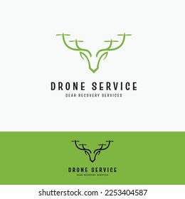 Deer Drone Horns Shape Creative Emblem Vector, wildlife, deer recovery