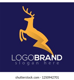 Deer electric energy logo vector