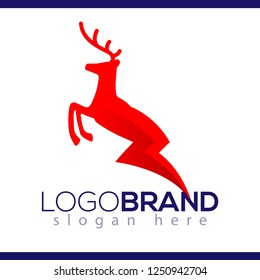 Deer electric energy logo vector