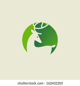 Deer. Elegant flat icon with long shadow