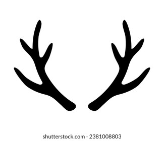 Deer and elk antlers icon. Decorative element for elegant hunting club and christmas vector celebration