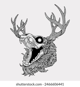 Deer elk demon monster mythology vector illustration