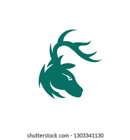deer or elk head with angry face for sport or hunting logo template