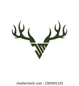 deer or elk head with angry face for sport or hunting logo template