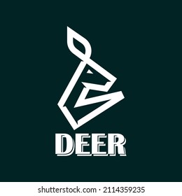 Deer elk hunter forest icon line outline logo design Premium