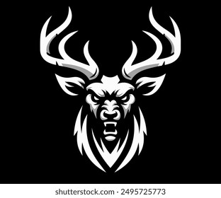 Deer or elk logo in vector | Elk angry logo