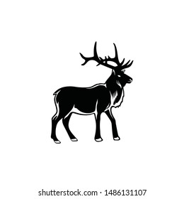 Deer elk moose logo vector. strong gentle elegant abstract look brand line art with light hand drawn vintage for icon profile photo adventure outdoor hunt cloth apparel classic old studio photo vide