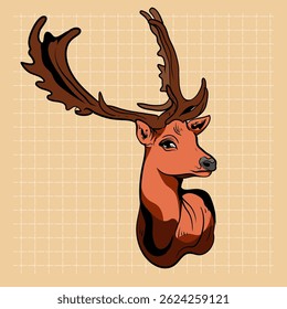 Deer Emblem Vintage wild nature label and logo template. Wild deer hunting club engraving element nature outdoor.