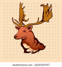 Deer Emblem Vintage wild nature label and logo template. Wild deer hunting club engraving element nature outdoor.