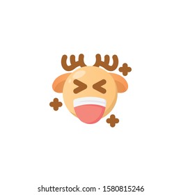 Deer Emoji , Laughing Emoticon.