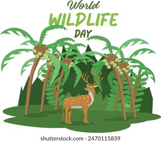 A deer enjoys the beauty of the forest alone by celebrating world wildlife day