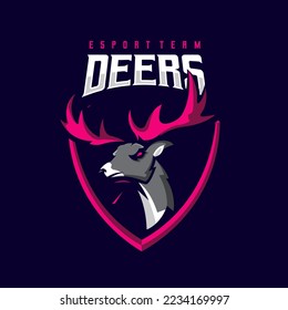 Deer esport logo design vector